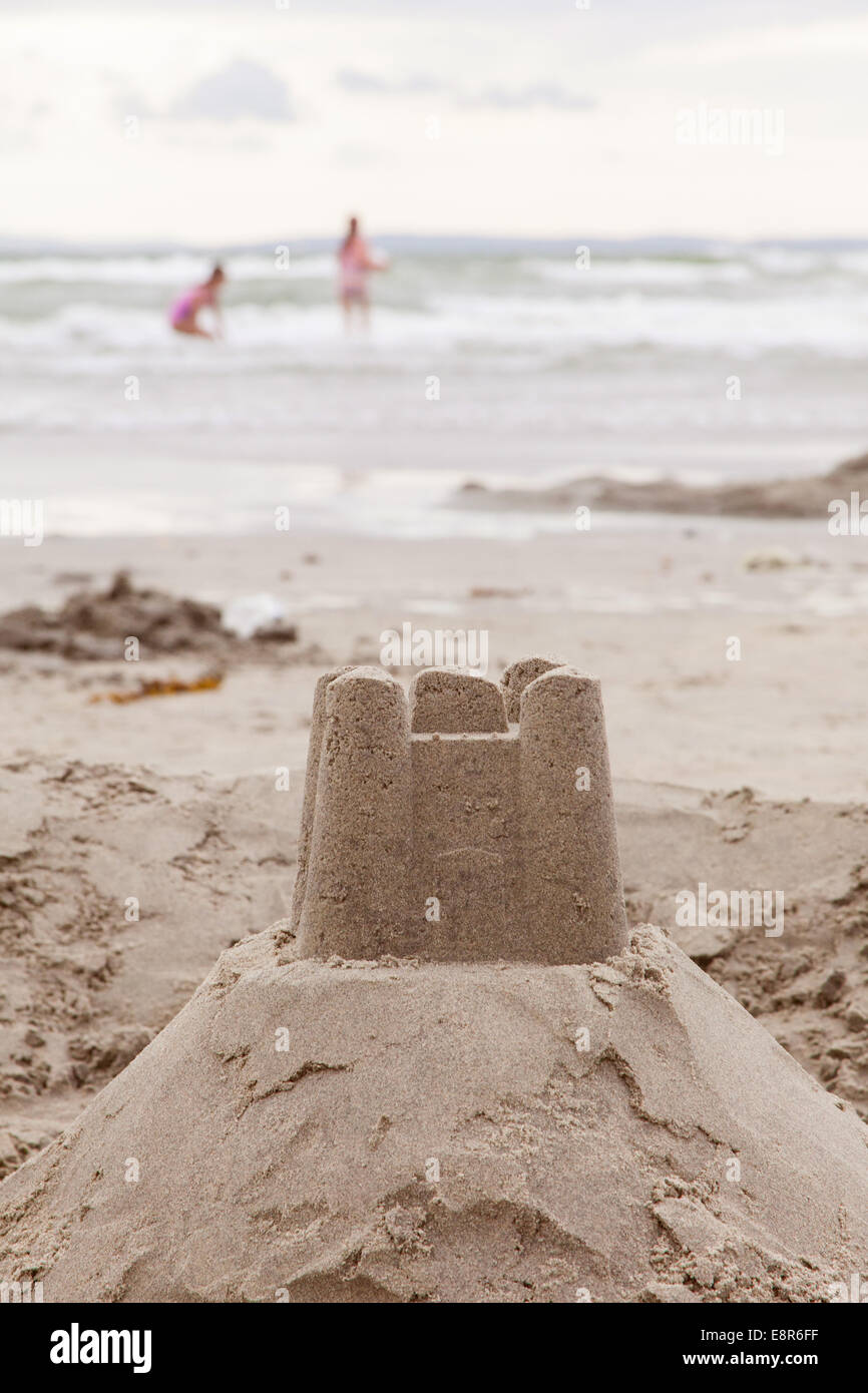 Sandcastle, West Wittering Beach, West Sussex, Angleterre, Royaume-Uni. Banque D'Images