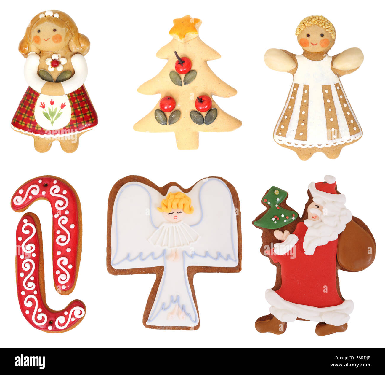 Cookies de Noël collection isolé sur fond blanc Banque D'Images