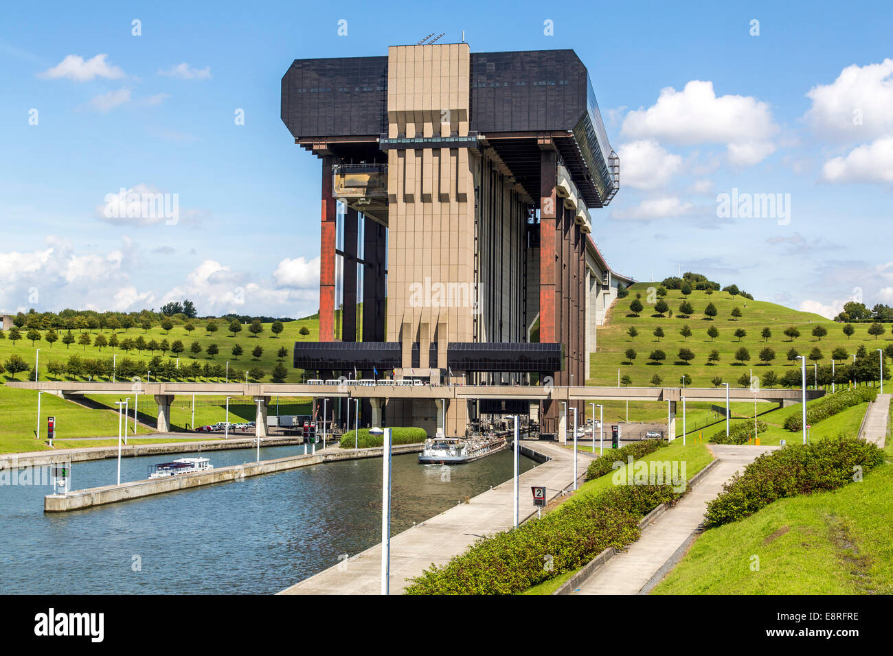 L'ascenseur à bateaux de Strepy-Thieu, sur le Canal du Centre du patrimoine mondial de l'UNESCO, Banque D'Images