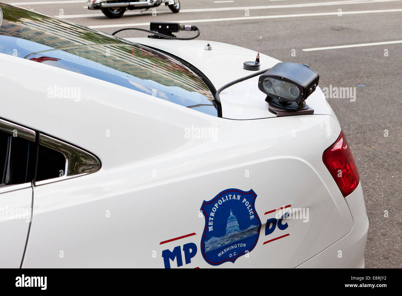 Reconnaissance automatique des plaques d'appareil photo sur l'arrière de voiture de police - Washington, DC USA Banque D'Images