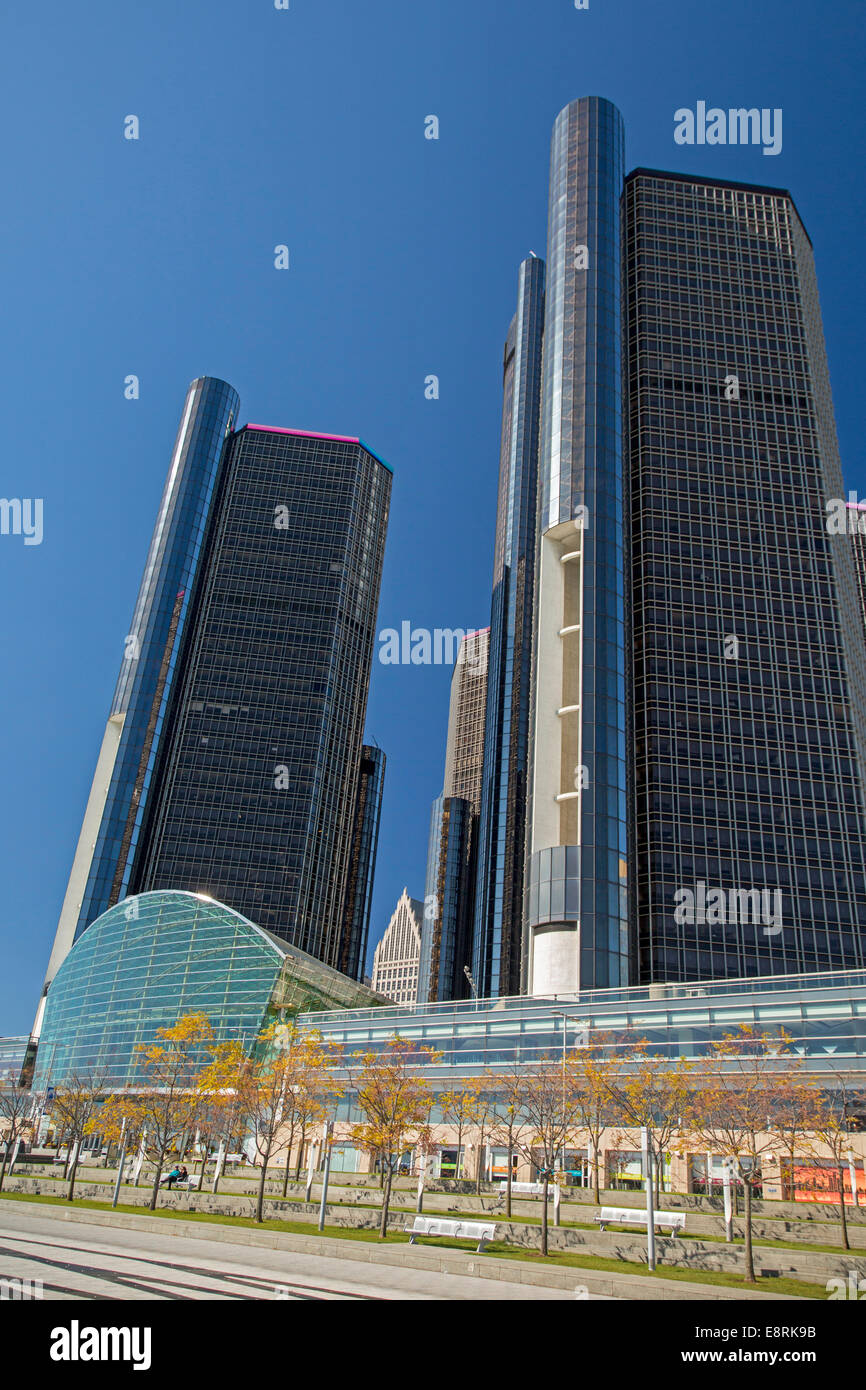Detroit, Michigan - le Renaissance Center, quartier général de General Motors. Banque D'Images