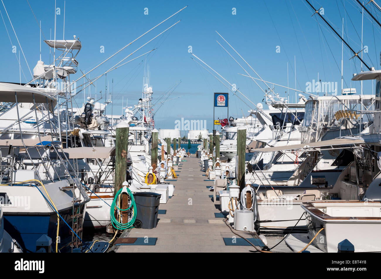 Les bateaux de pêche et bateaux à moteur dans la marina de Key West, Floride Banque D'Images