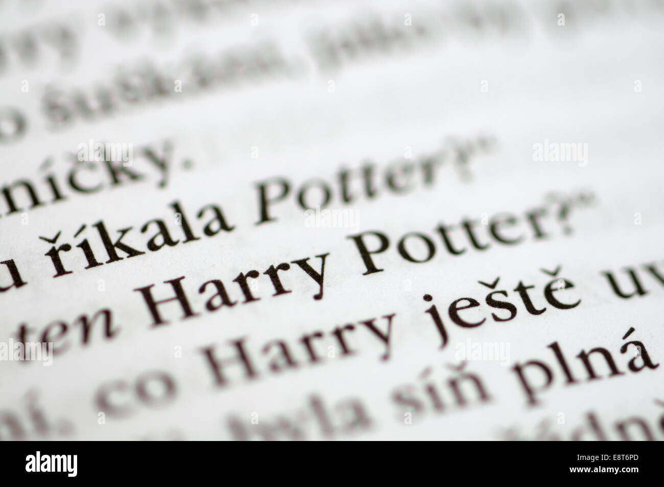 Détail d'une page d'un livre de Harry Potter en tchèque Banque D'Images