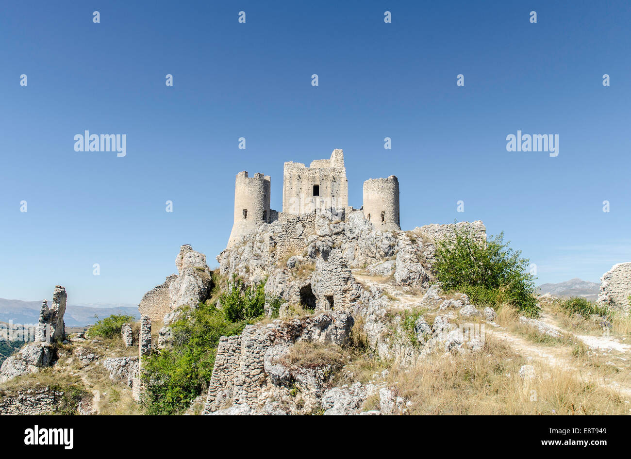 Le fantastique "Rocca Calascio' château l'un des plus élevés des châteaux en Italie situé dans le Parc National du Gran Sasso. Banque D'Images