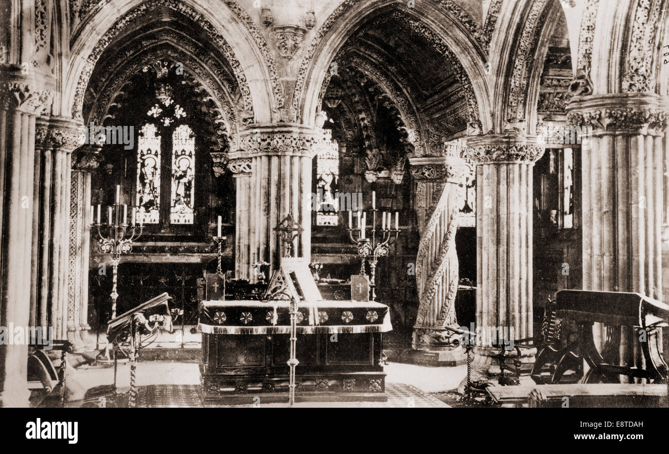 La Chapelle de Rosslyn, le choeur de l'intérieur, Photo vers 1890, Midlothian, Ecosse, Royaume-Uni Banque D'Images