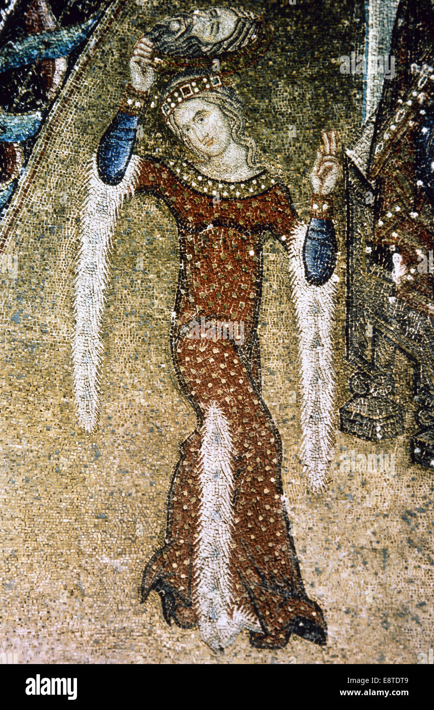 Italie. Venise. La Basilique Saint Marc. Salomé avec la tête de Jean le Baptiste. Mosaic.13ème siècle. Banque D'Images