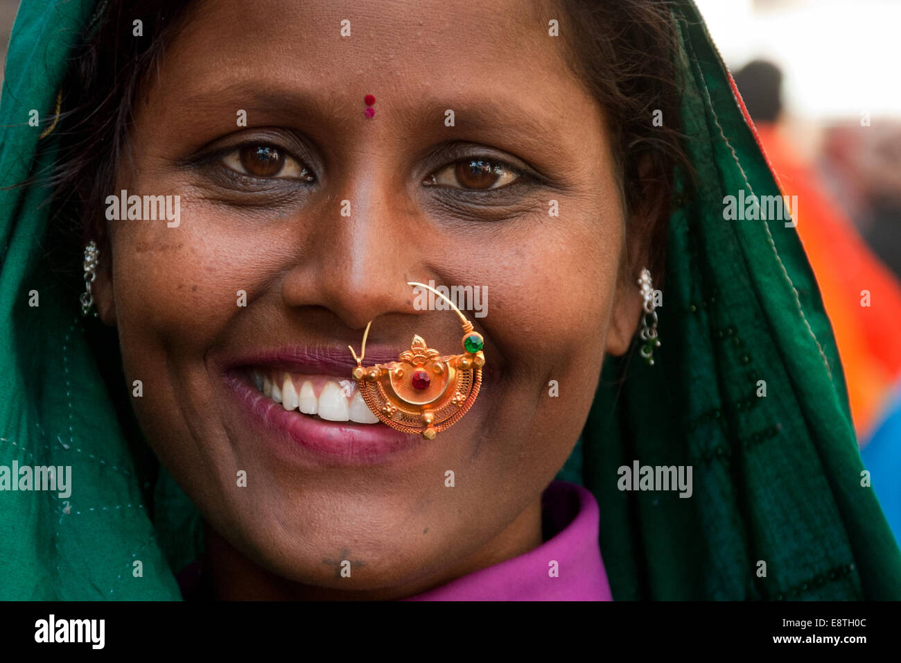 Portrait d'un garasia woman smiling, Udaipur, Rajasthan, Inde Banque D'Images