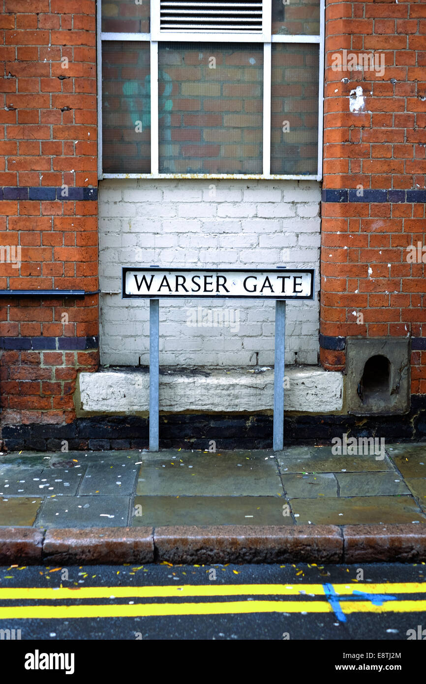 Warser Gate Nom de rue dans la zone de Dentelle de Nottingham (Angleterre) . Banque D'Images