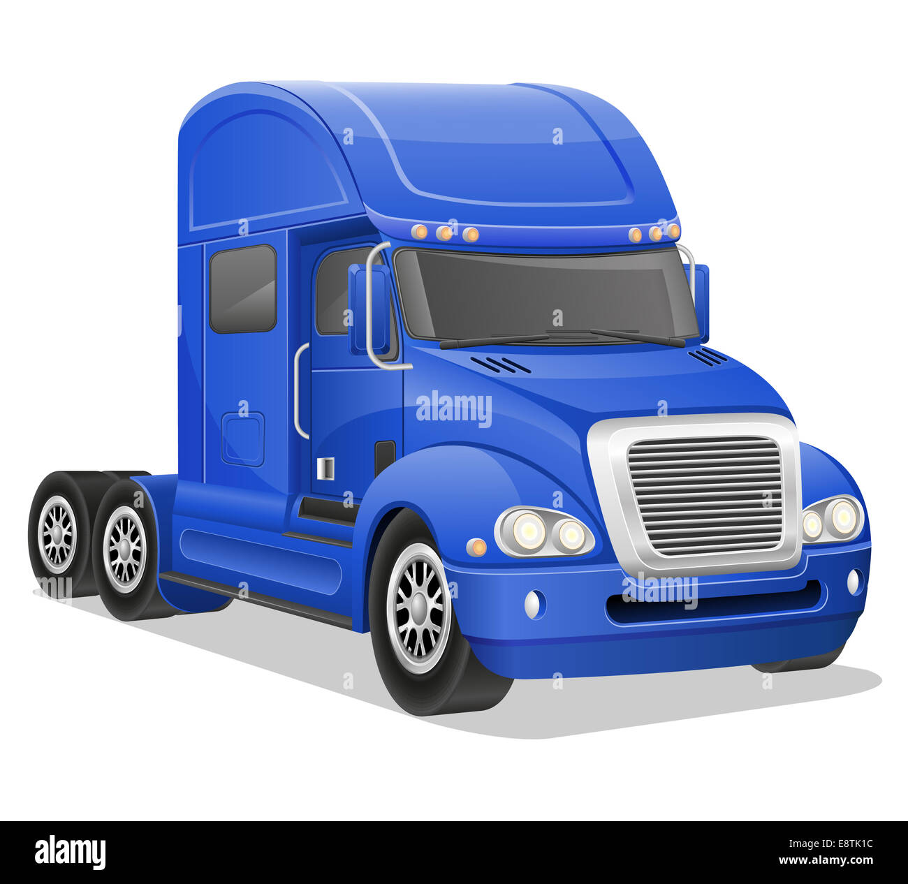 Gros camion bleu illustration isolé sur fond blanc Banque D'Images