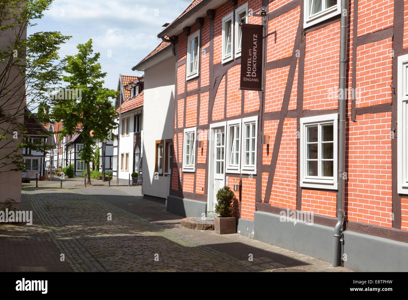 Maisons à colombages de la ville historique, Rheda, Rheda-Wiedenbrueck, Germany, Europe Banque D'Images
