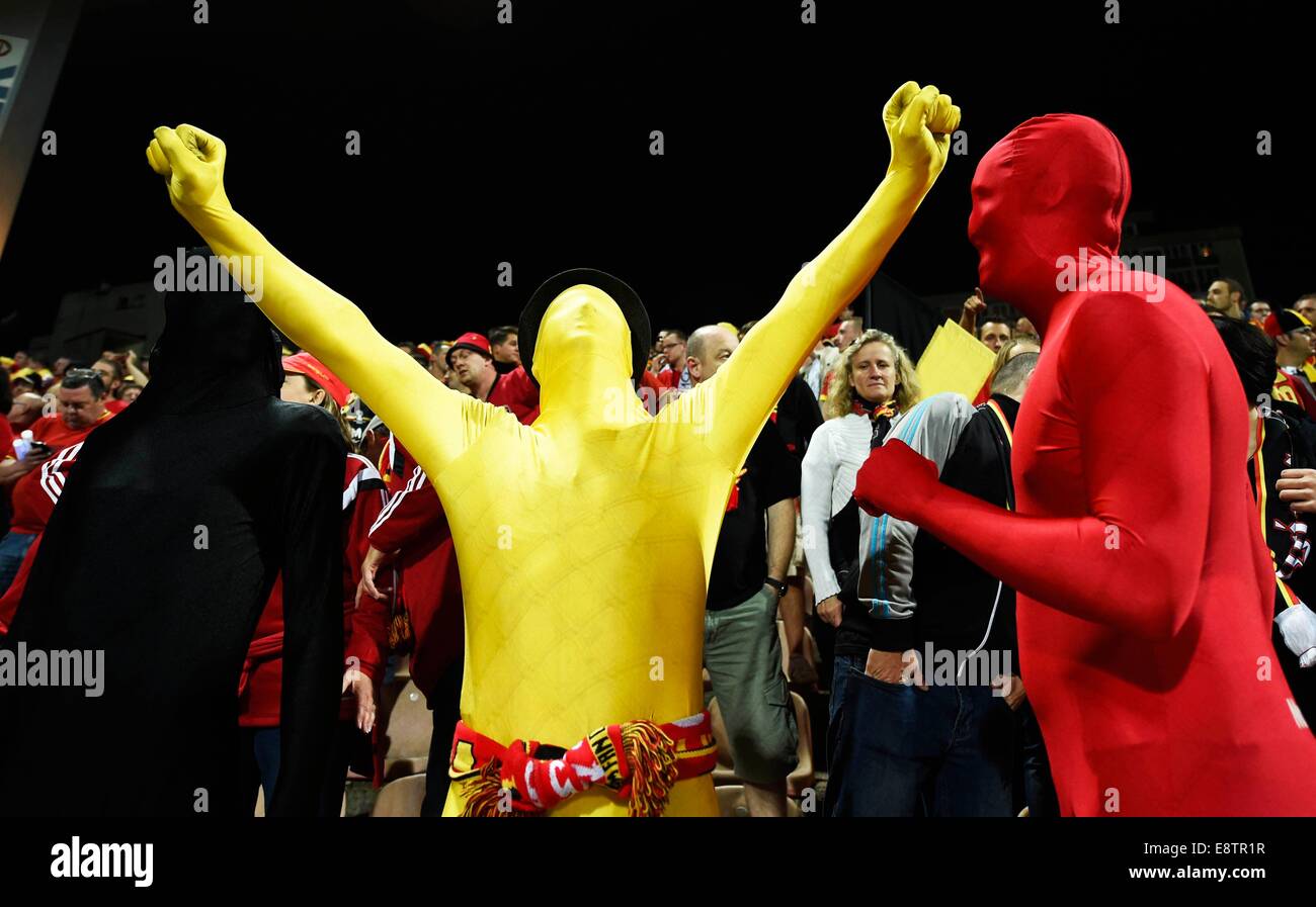 13.10.2014. Zenica, Bosnie-et-Herzégovine. Euro 2016 match de qualification. Bosnie Herzégovine contre la Belgique. Fans et supporters de la Belgique Banque D'Images