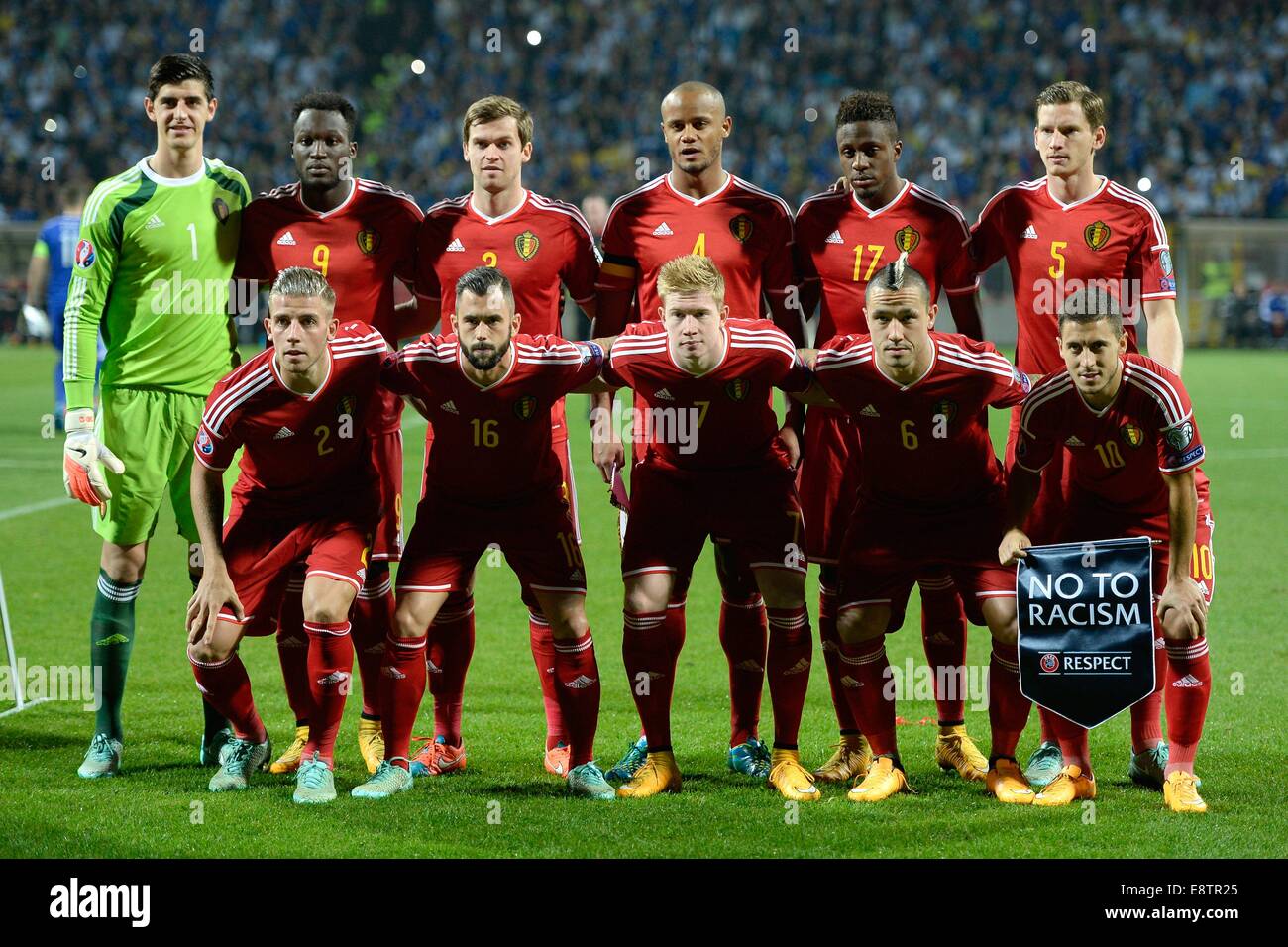 13.10.2014. Zenica, Bosnie-et-Herzégovine. Euro 2016 match de qualification. Bosnie Herzégovine contre la Belgique. La Belgique l'équipe Banque D'Images