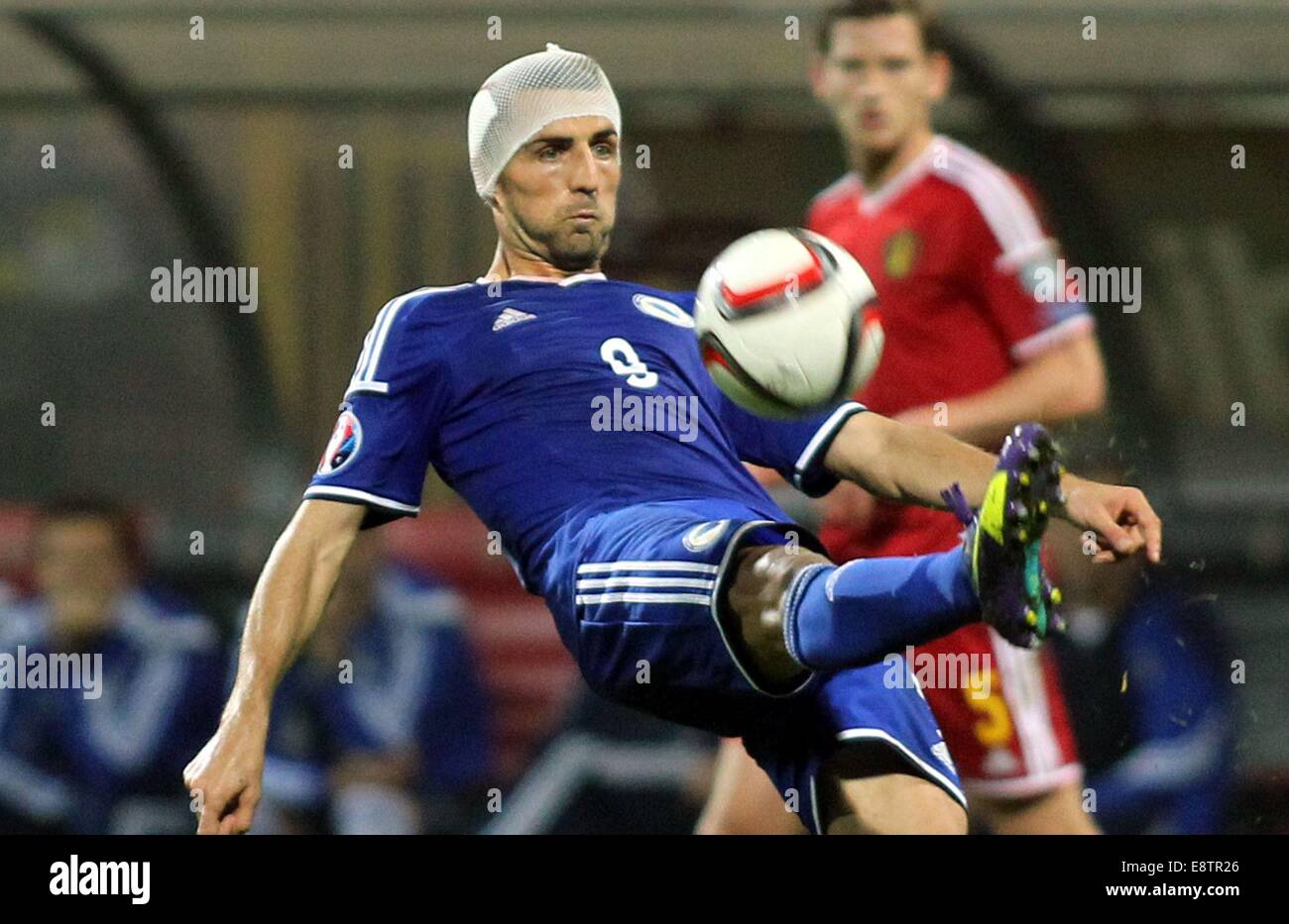 13.10.2014. Zenica, Bosnie-et-Herzégovine. Euro 2016 match de qualification. Bosnie Herzégovine contre la Belgique. Vedad Ibisevic (BOS) Banque D'Images