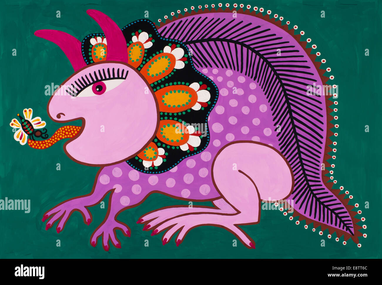 Beaux-arts traditionnels ukrainiens fantaisie décoratifs animal. Originaux Banque D'Images