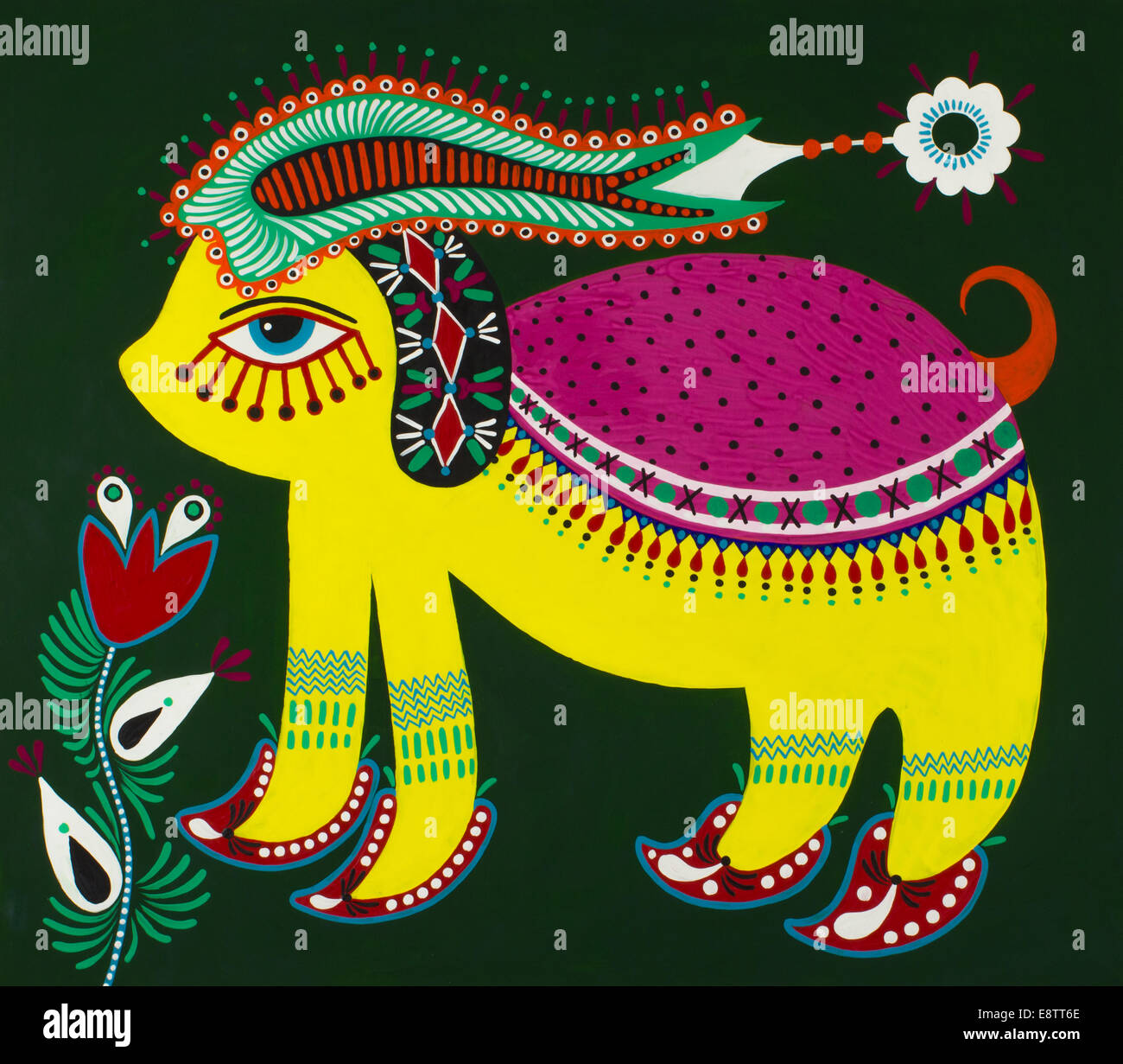 Beaux-arts traditionnels ukrainiens fantaisie décoratifs animal. Originaux Banque D'Images