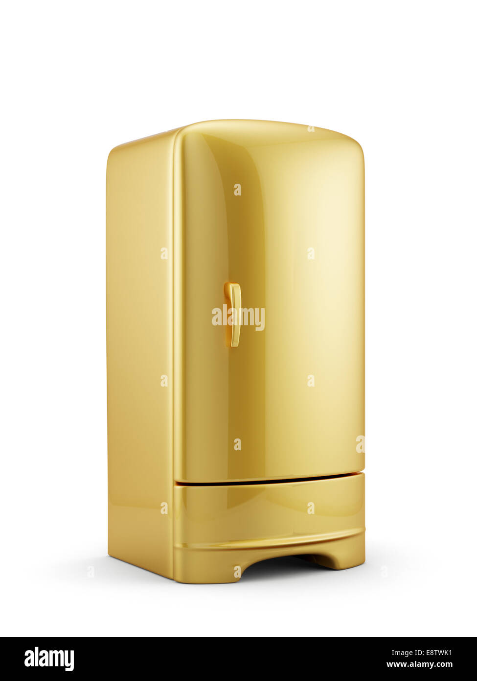 3D render of golden réfrigérateur isolé sur fond blanc Banque D'Images