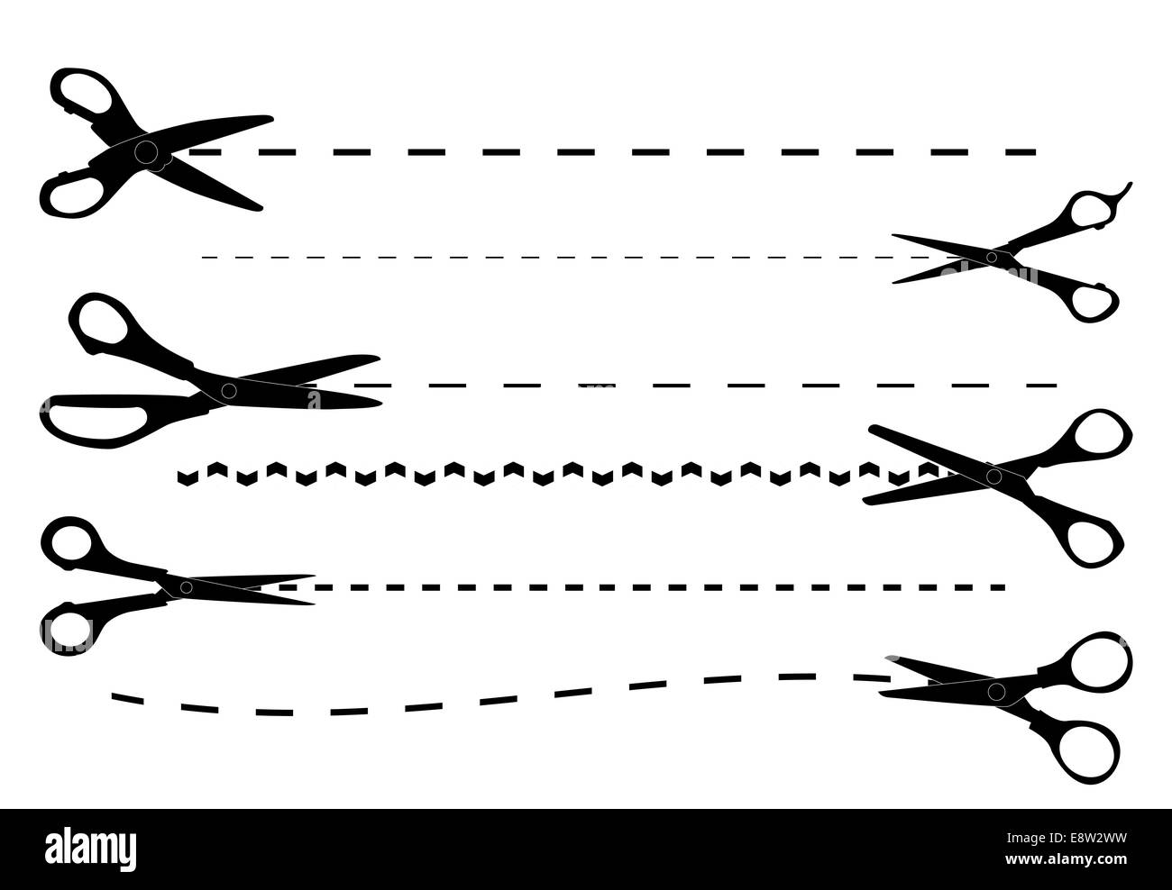 Ensemble de ciseaux de coupe. Vector Illustration. Banque D'Images
