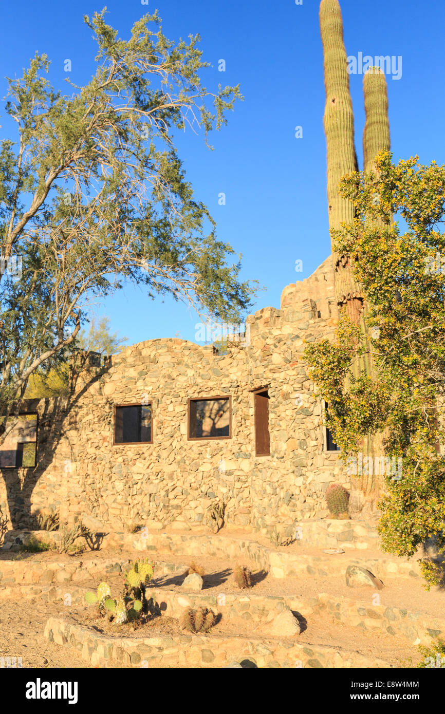 Le Ravin du Scorpion, un ancien poste de traite situé dans South Mountain Park, Phoenix, Arizona ; tôt le matin. Banque D'Images