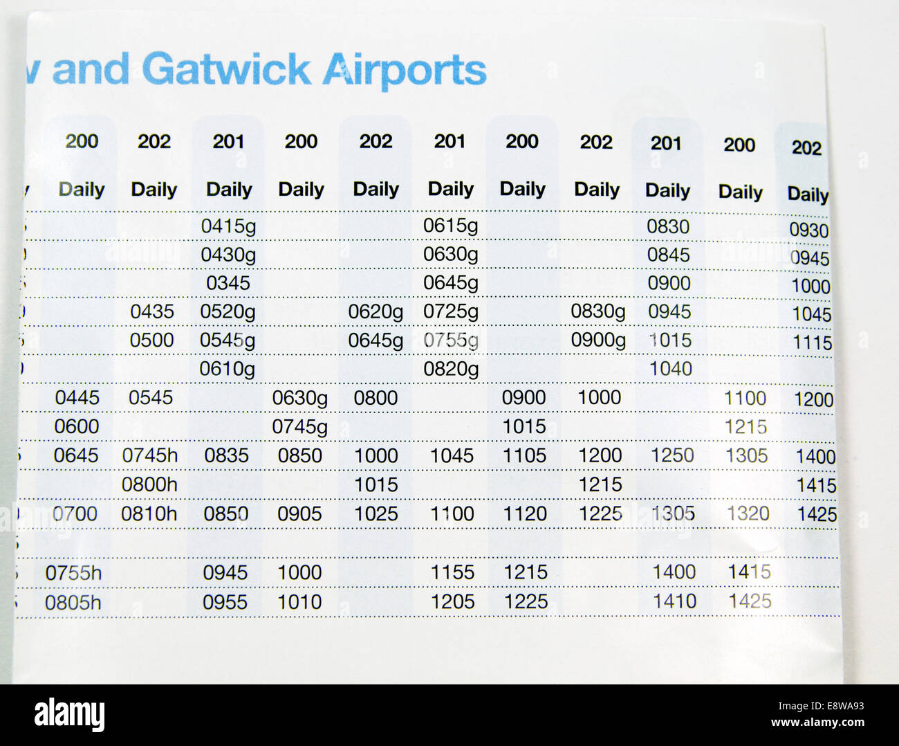 National Express Coach calendrier entre le Sud du Pays de Galles et l'aéroport de Gatwick Banque D'Images