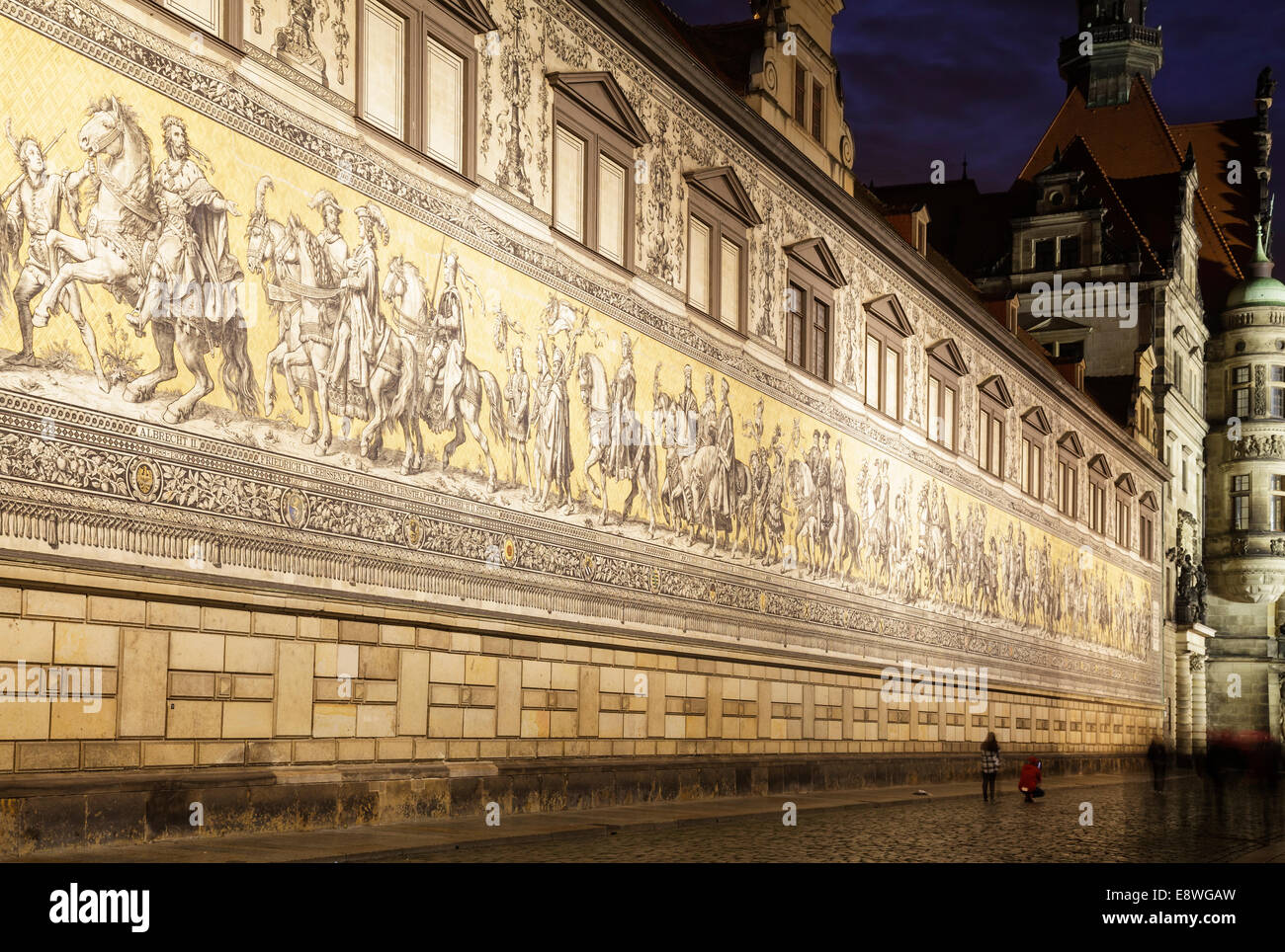 Procession des Princes Furstenzug murale, Dresde, Saxe, Allemagne Banque D'Images