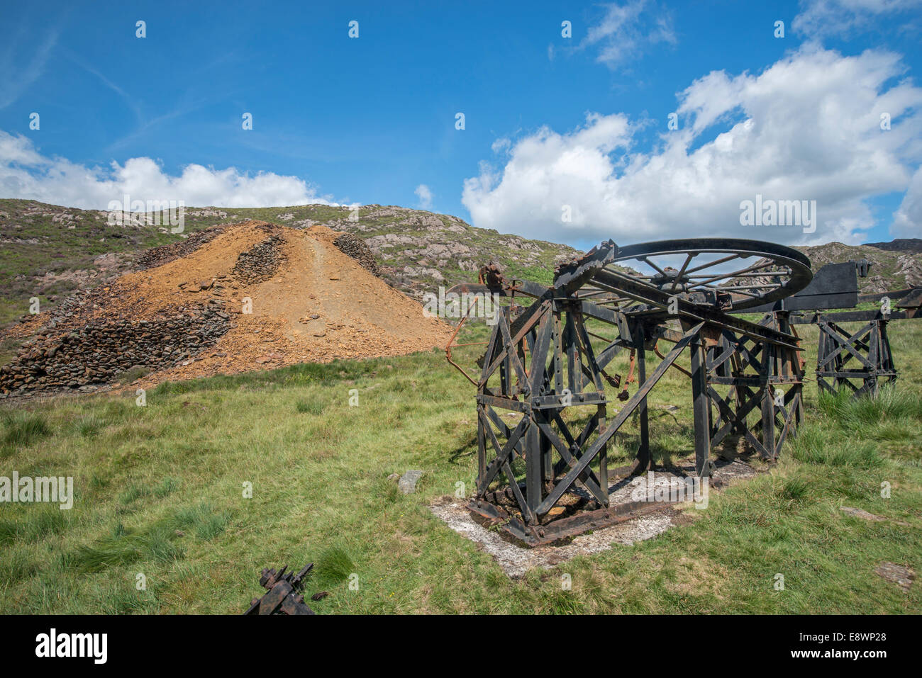 Ancienne mine de cuivre, Sygun Beddgelert, Galles. Vieux pignon d'enroulement Banque D'Images