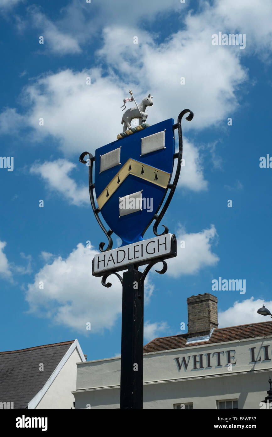 Hadleigh Ville signe, Suffolk, Angleterre, RU Banque D'Images