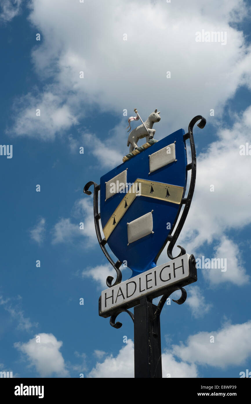 Hadleigh Ville signe, Suffolk, Angleterre, RU Banque D'Images