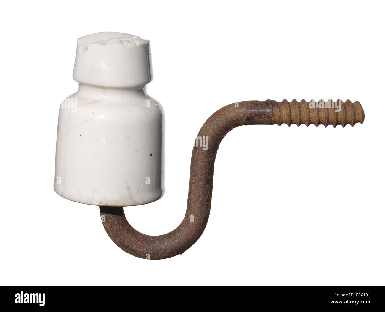 Céramique Vintage isolant électrique isolé sur fond blanc. Banque D'Images