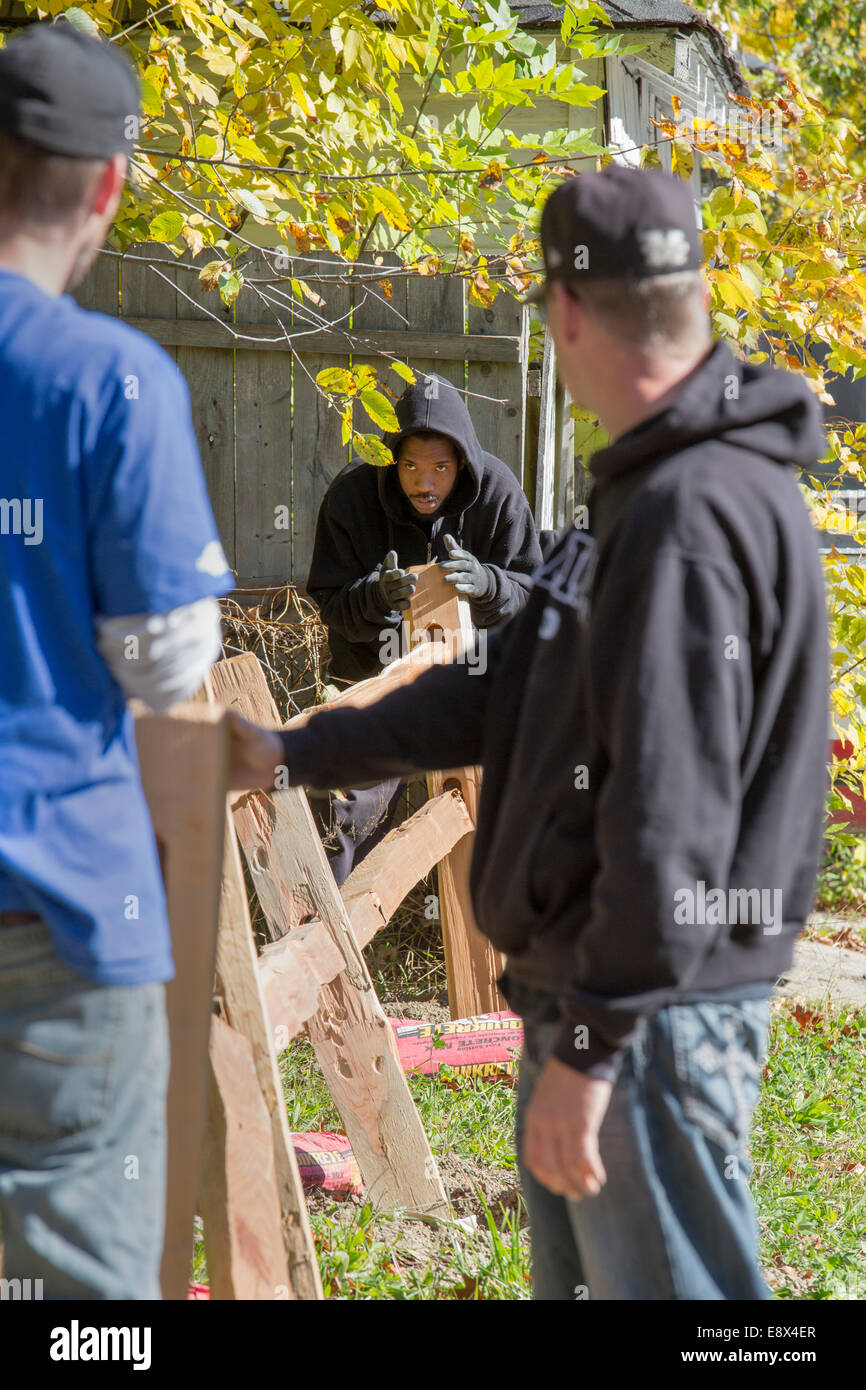 Detroit, Michigan - Les trois mille Club de bloc construit un parc sur trois terrains vacants dont les maisons avaient été abandonnés. Banque D'Images