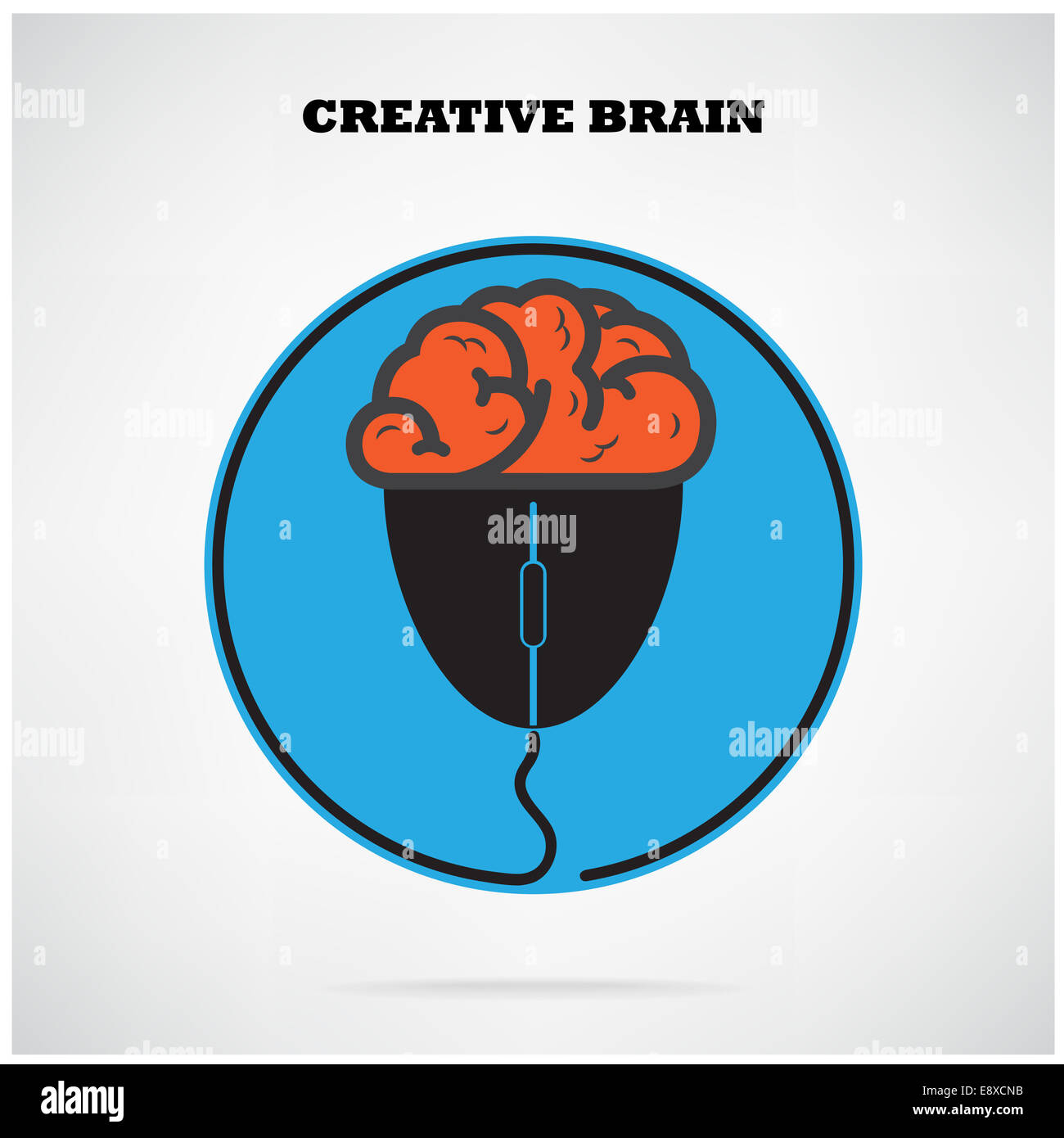 Symbole du cerveau créatif avec la souris de l'ordinateur Connectez-vous sur background,design pour poster flyer brochure couverture ,idée d'entreprise Banque D'Images
