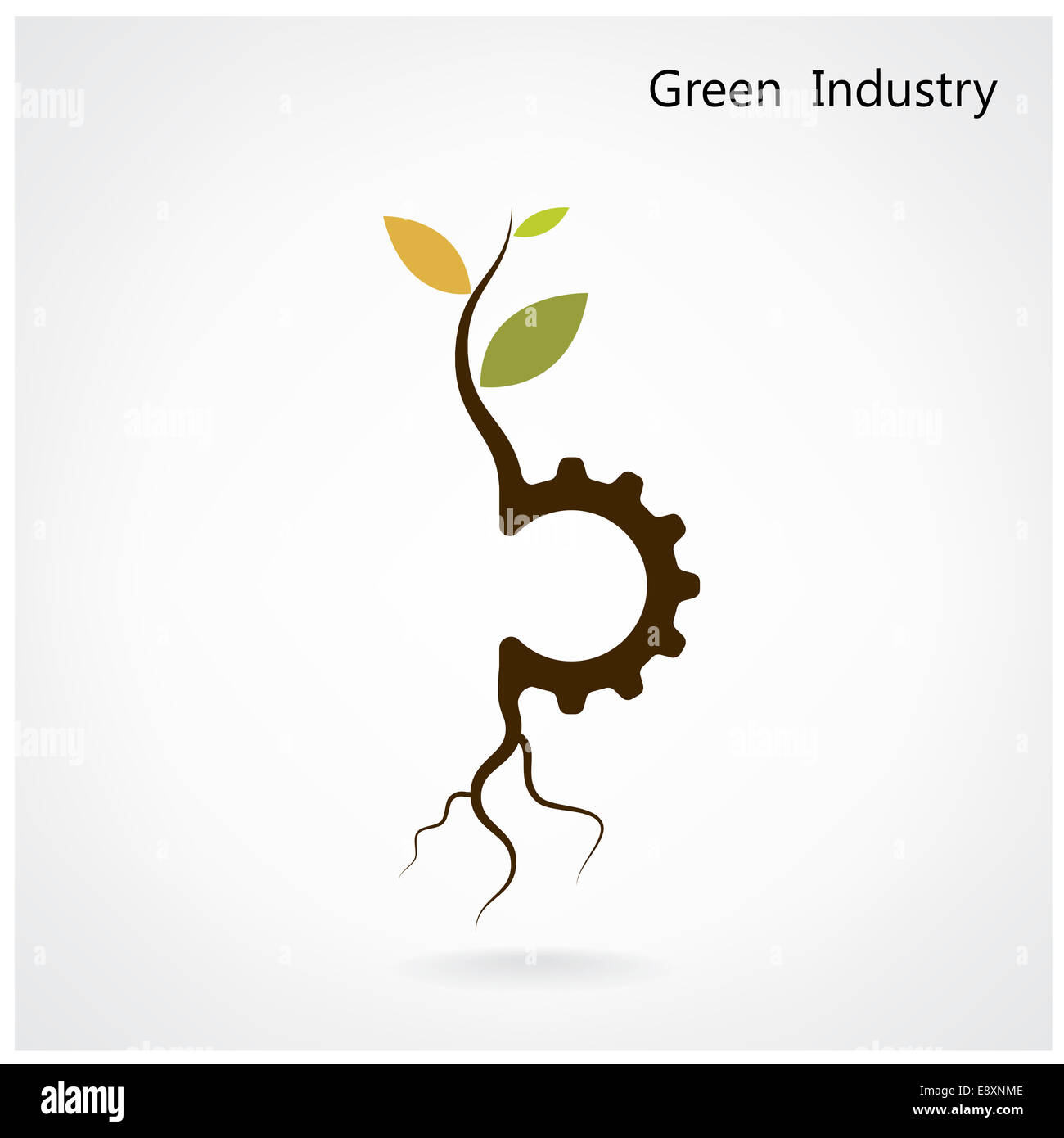 Concept de l'industrie verte. Petite plante et symbole d'engrenage, d'affaires et idée verte, l'éducation concept. Banque D'Images