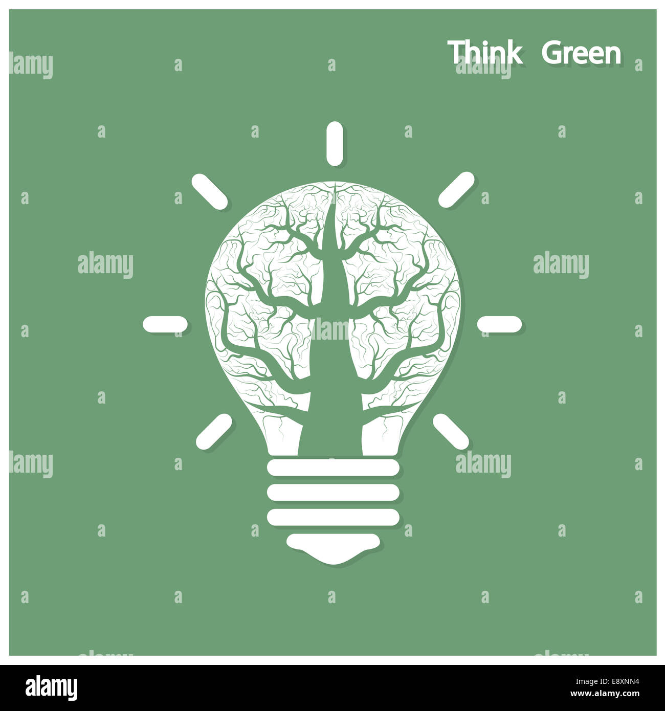 L'initiative verte et concept. Arbre de idée verte tirer pousser dans une ampoule . Banque D'Images
