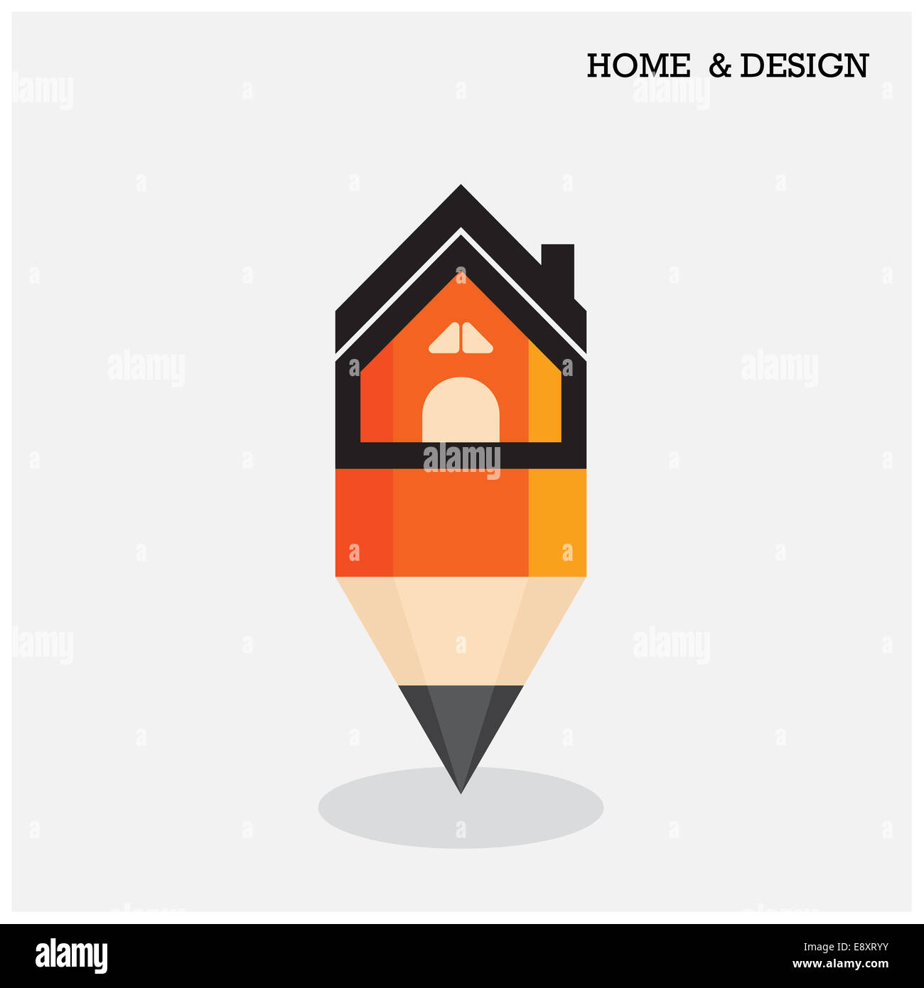 L'icône d'accueil et de crayon symbole dans télévision style design. Banque D'Images