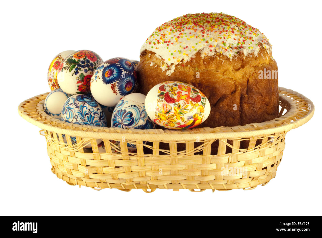Panier d'oeufs de Pâques Banque D'Images