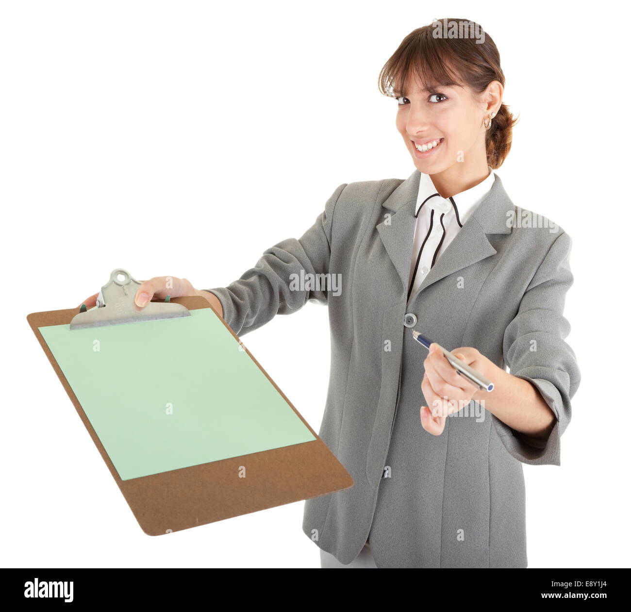Jeune fille dans office clouses Banque D'Images