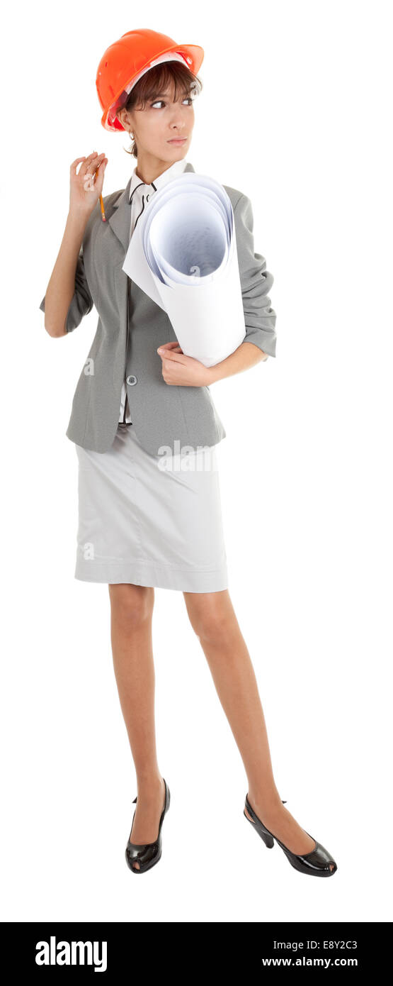 Jeune fille dans office clouses Banque D'Images