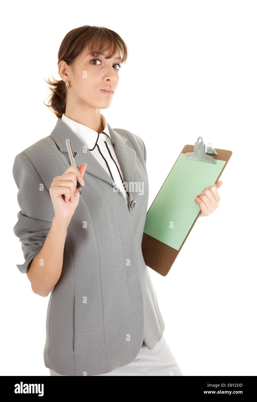 Jeune fille dans office clouses Banque D'Images