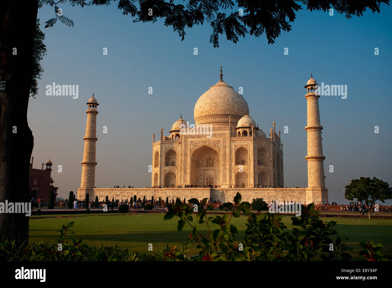 Soirée SUNSET Taj Mahal pans Banque D'Images