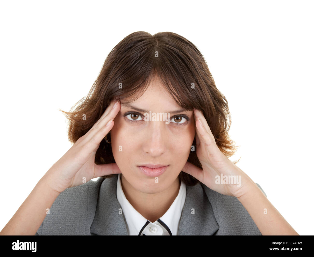 Jeune fille dans office clouses Banque D'Images