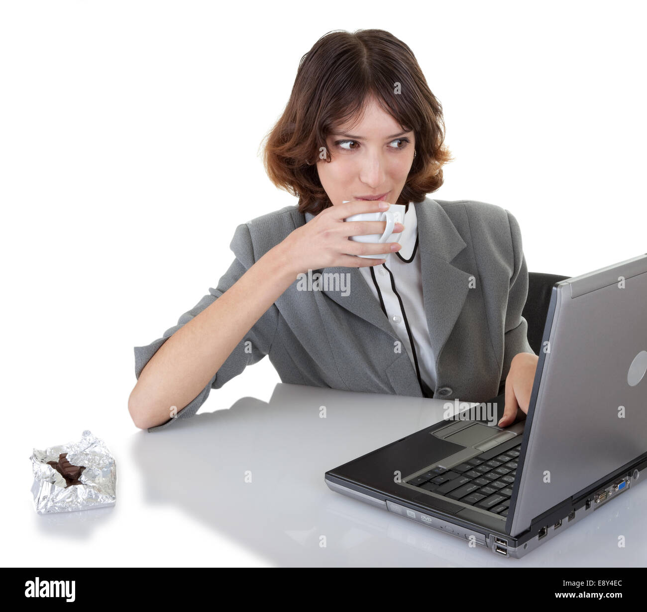 Jeune fille dans office clouses Banque D'Images