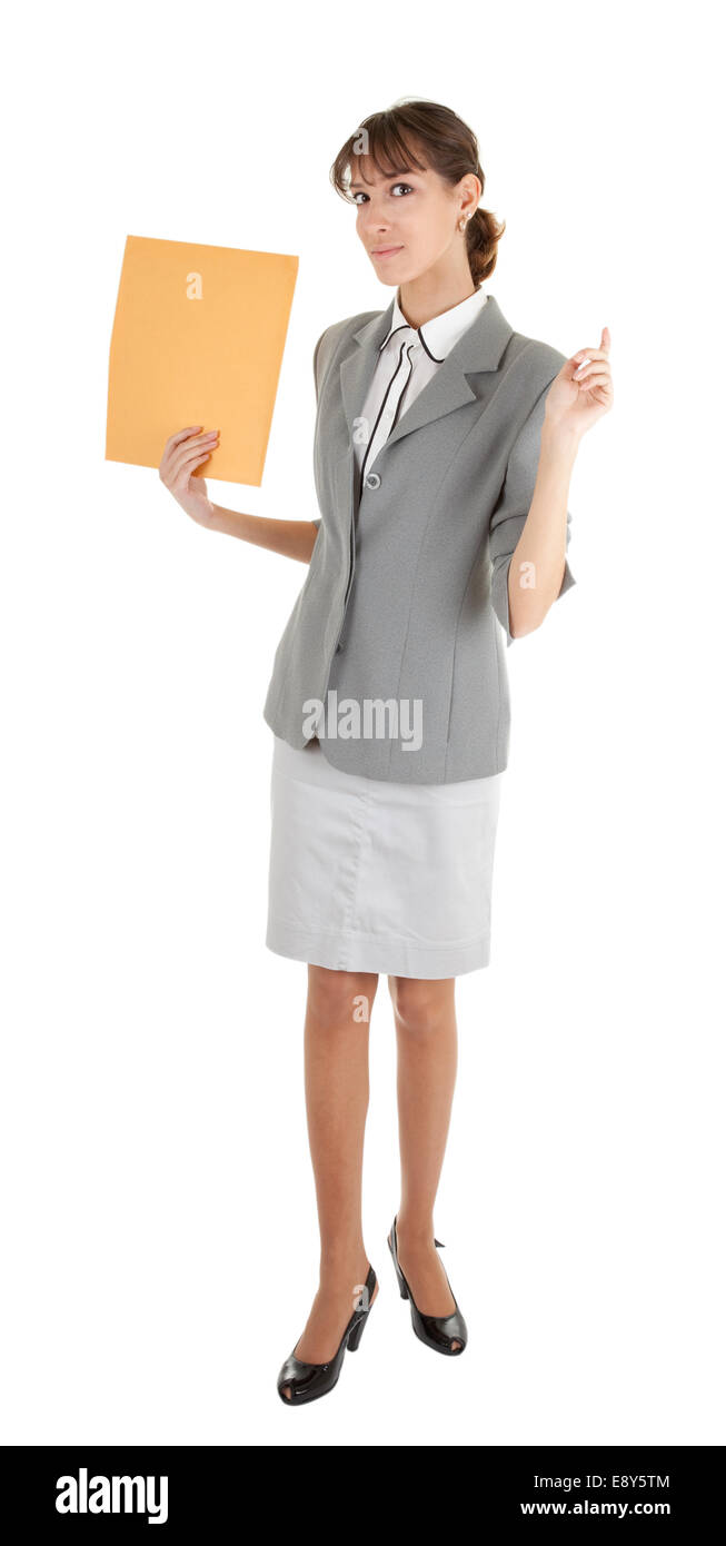 Jeune fille dans office clouses Banque D'Images
