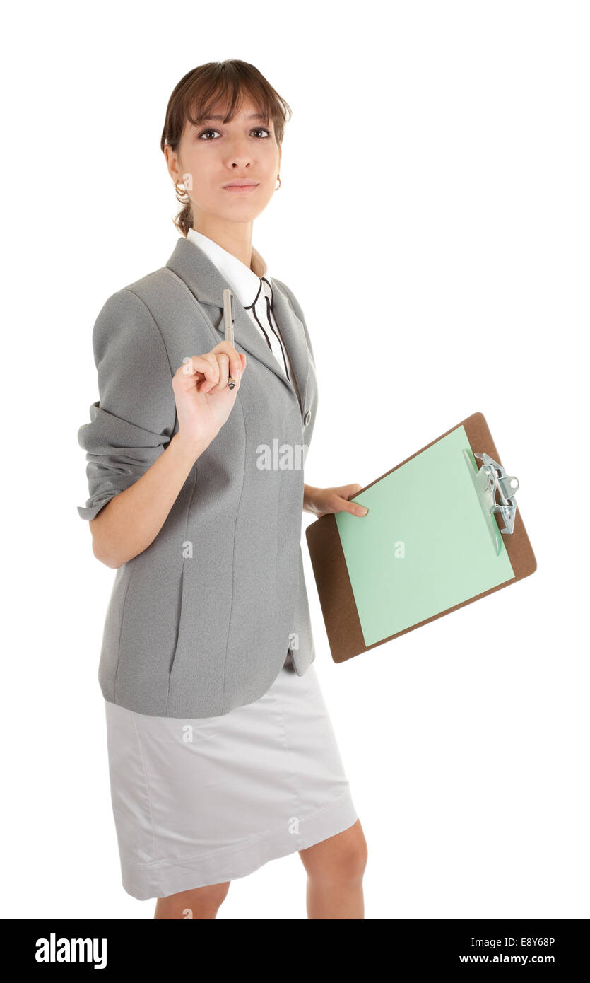 Jeune fille dans office clouses Banque D'Images