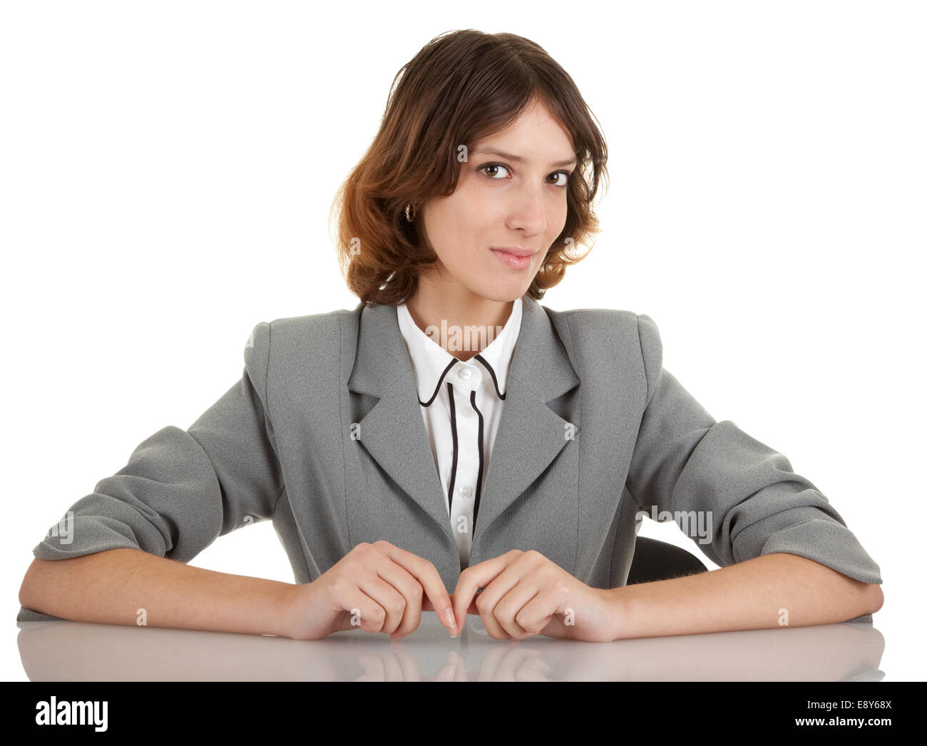 Jeune fille dans office clouses Banque D'Images