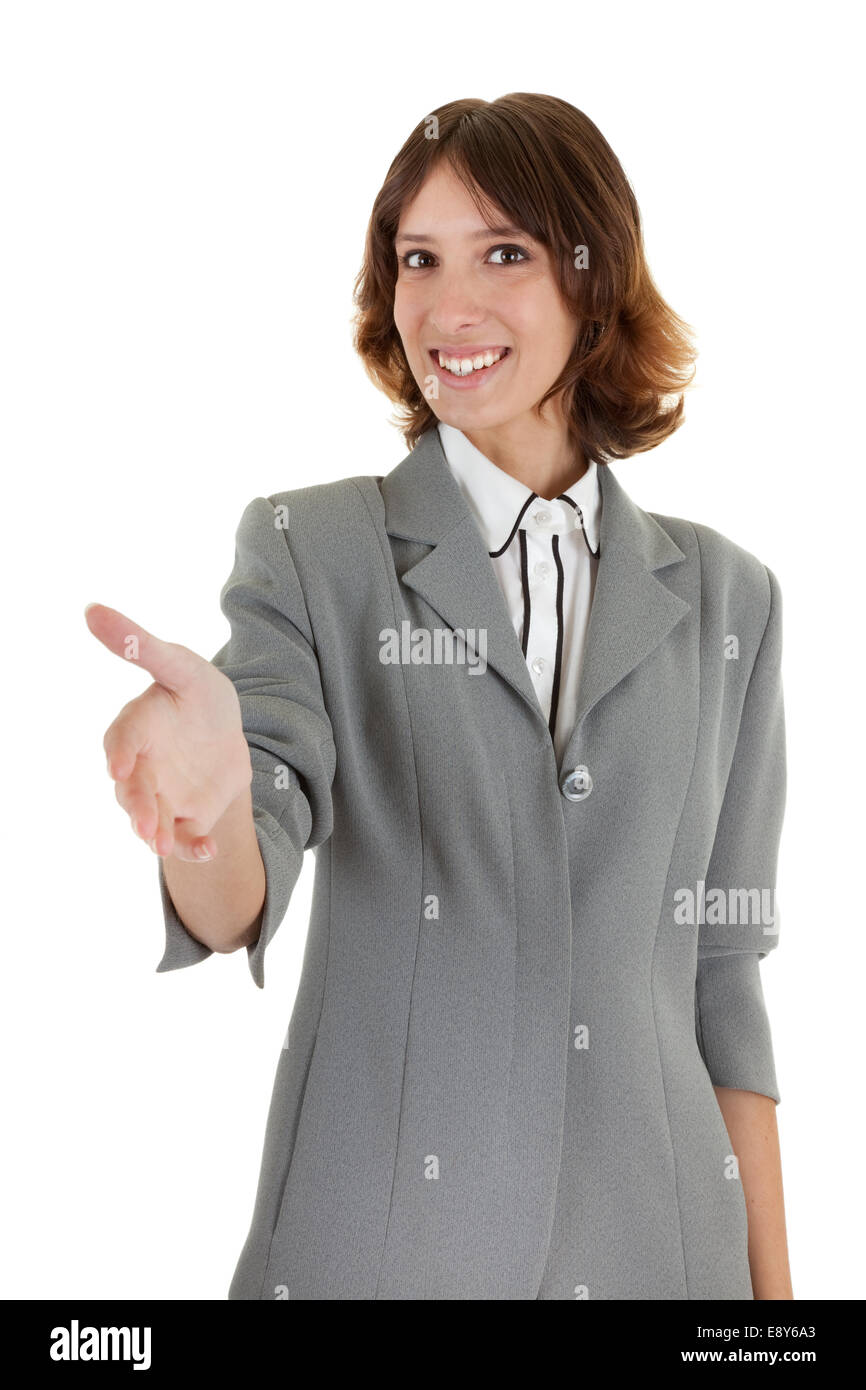 Jeune fille dans office clouses Banque D'Images