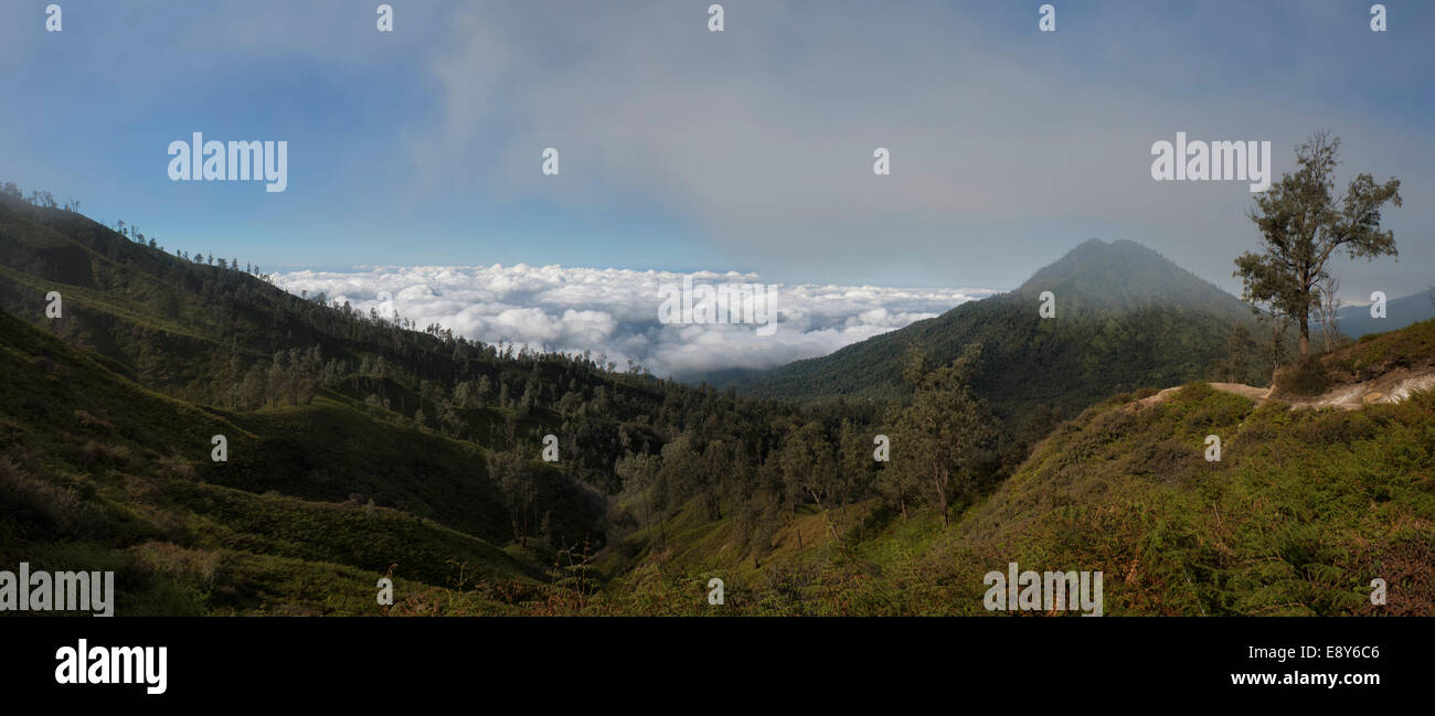 Kawah Ijen (paysage), cratère Ijen Banyuwangi, l'Est de Java, Indonésie, Asie Banque D'Images