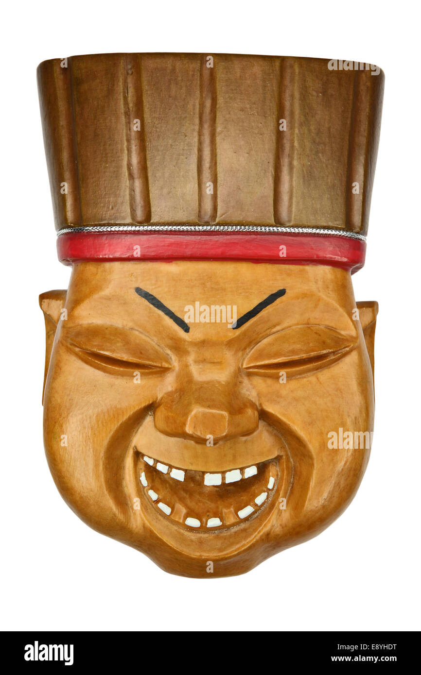 Le masque en bois du joker Banque D'Images