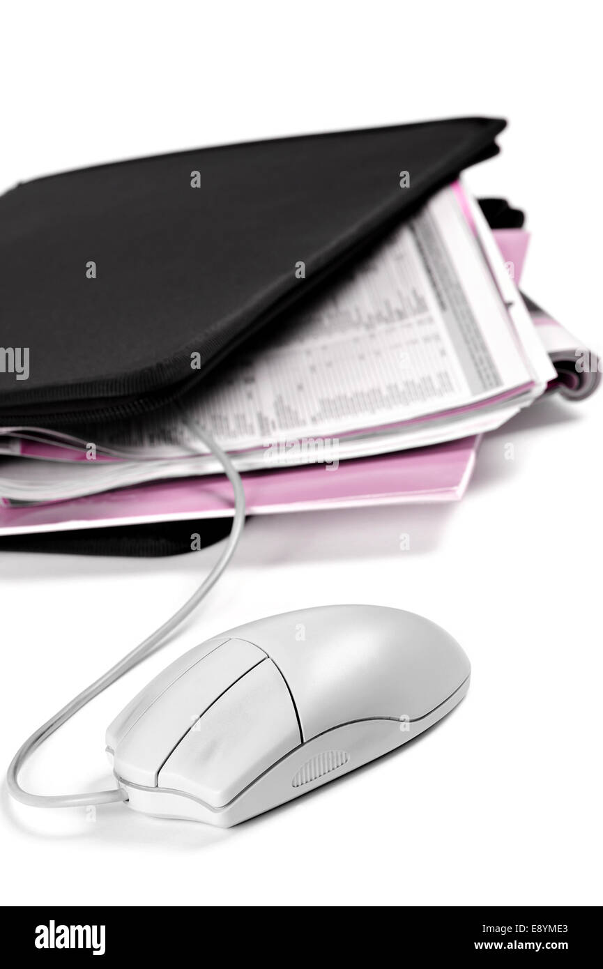 Dossier contenant des documents et de la souris verticale de l'image, Banque D'Images