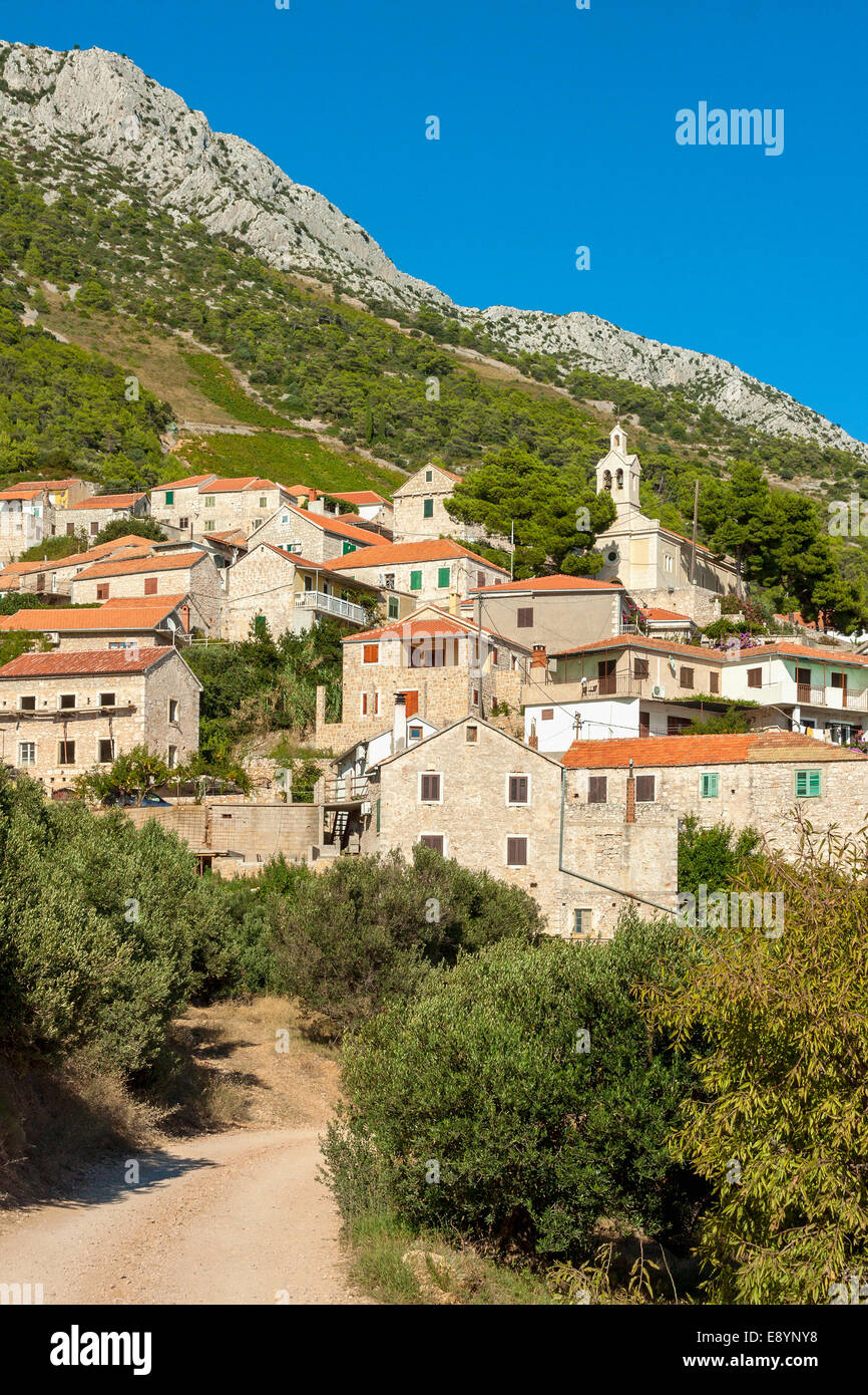 Sveta Nedilja village, l''île de Hvar, Croatie Banque D'Images