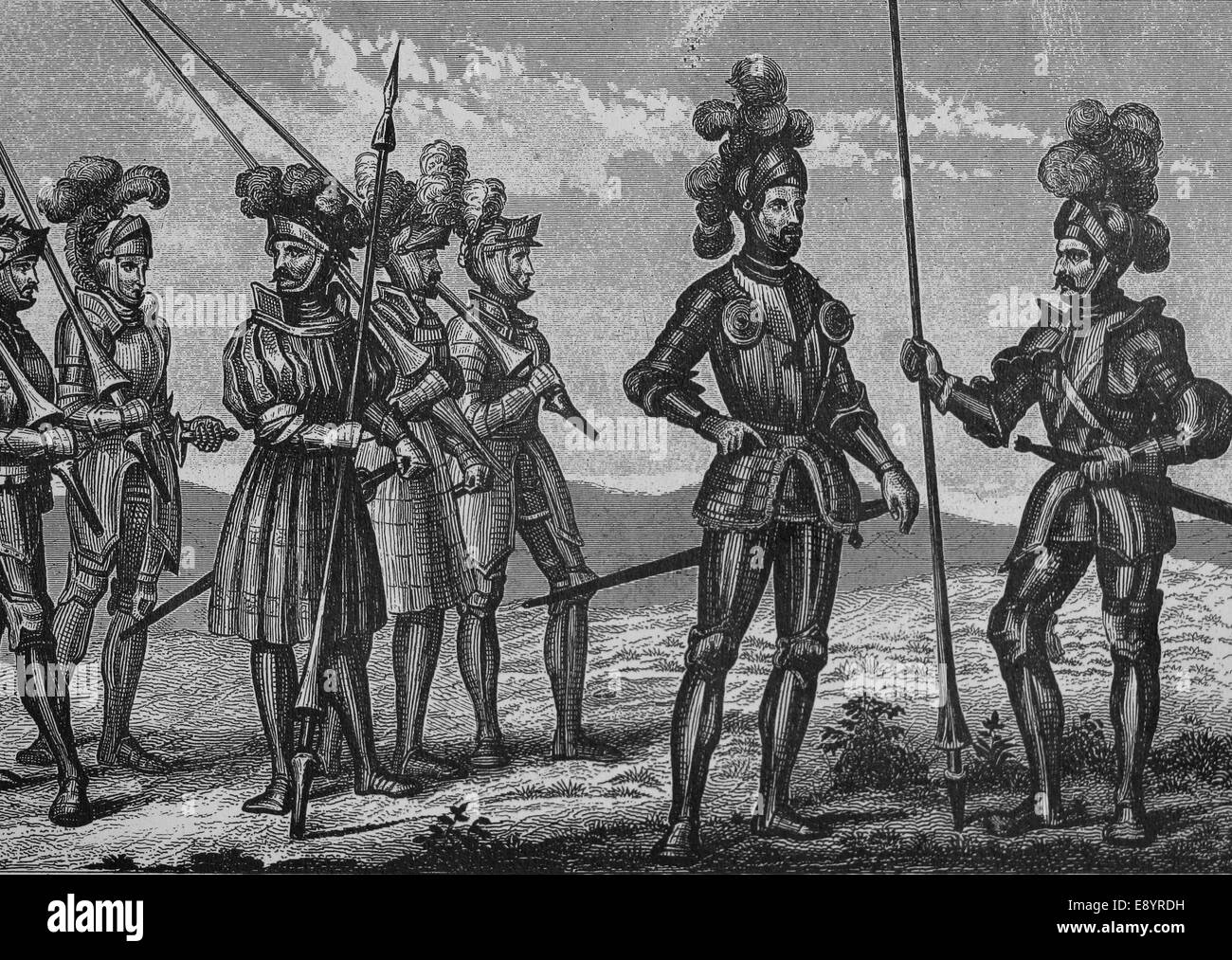 L'âge moderne. De l'armée. 15ème- 16ème siècle. La gravure. Enclyclopedia iconographique de la science, de la littérature et l'art du 19e siècle. Banque D'Images