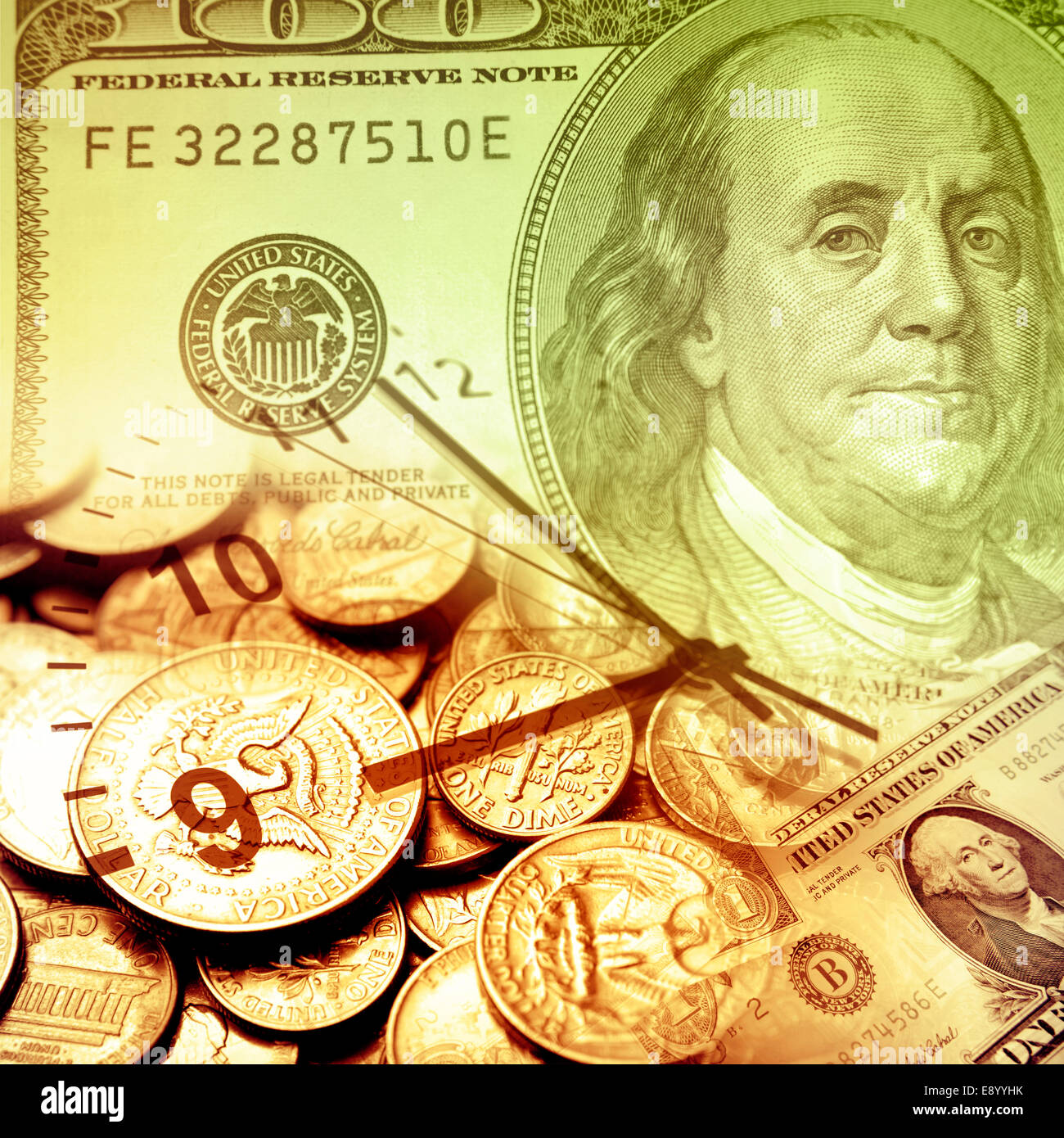 Réveil et la monnaie américaine. Time is money concept Banque D'Images